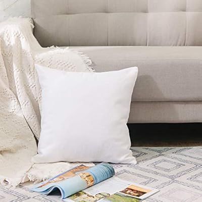 Amazon.com: NATUS WEAVER 2 Piece White Pillow Case Faux Linen Square Euro Decorative Throw Cushio... | Amazon (US)