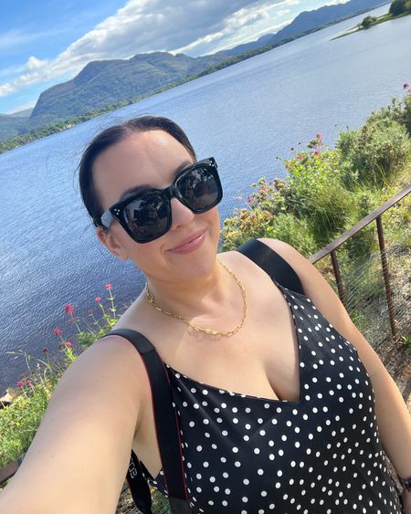 What I wore in Killarney Ireland / travel outfit / skip dress / polka dot dresss / paperclip chain necklace / white sneakers

#LTKTravel #LTKFindsUnder50 #LTKMidsize