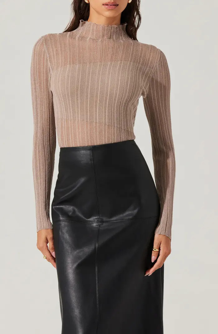 ASTR the Label Metallic Contrast Funnel Neck Sweater | Nordstrom | Nordstrom