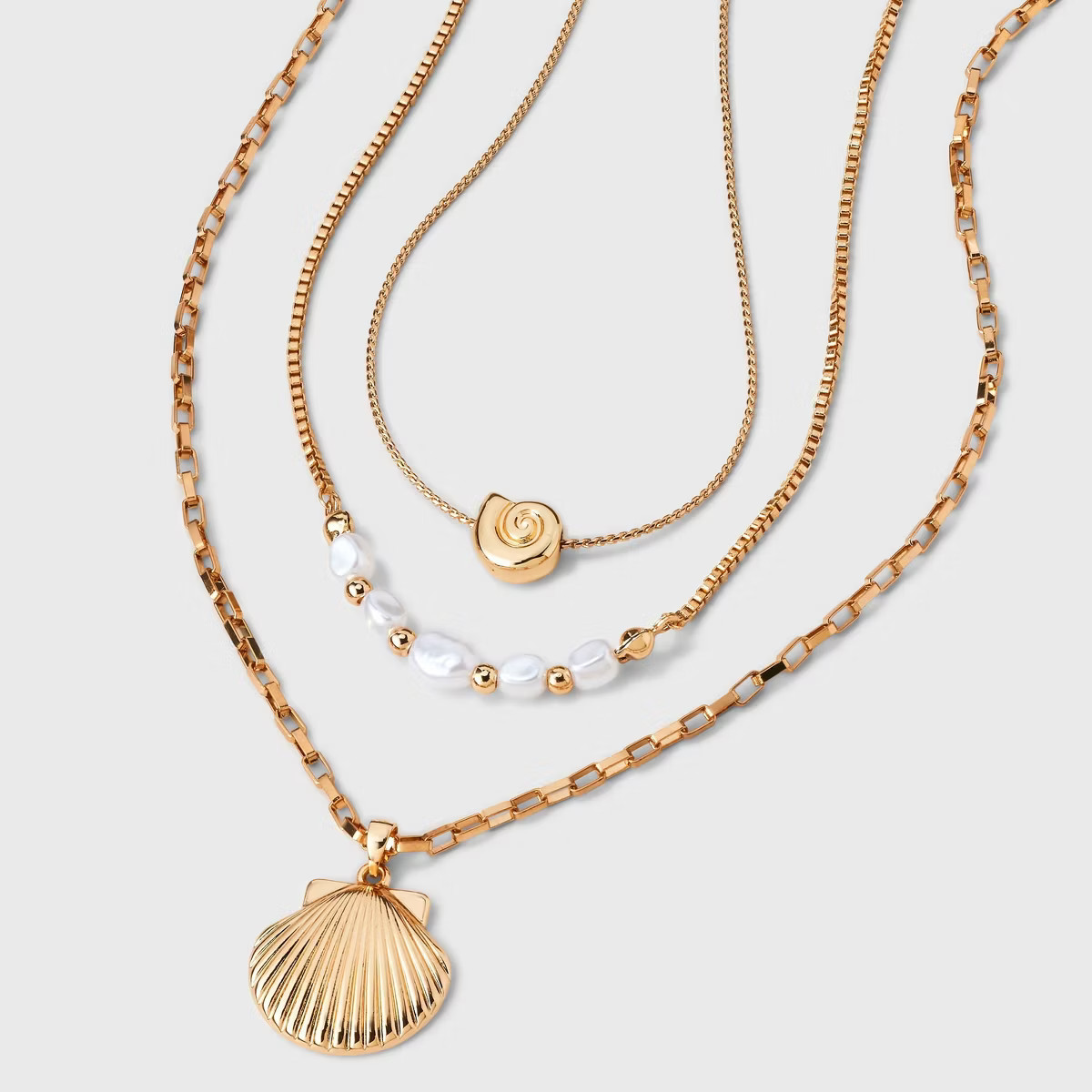 Pearl and Shell Drop Multi-Strand Necklace - A New Day™ Gold | Target
