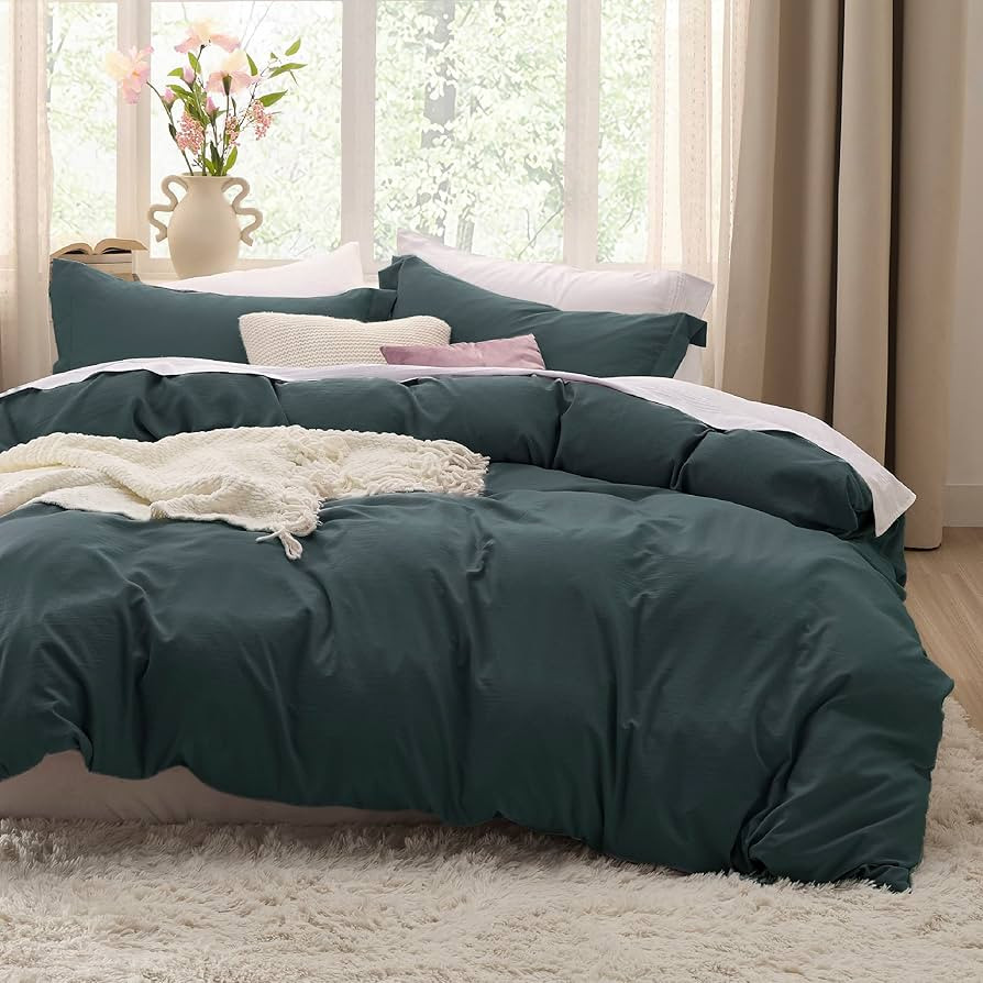 Bedsure Forest Green Duvet Cover King Size - 3 Pieces Prewashed Extra Soft Bedding Set, Includes ... | Amazon (US)
