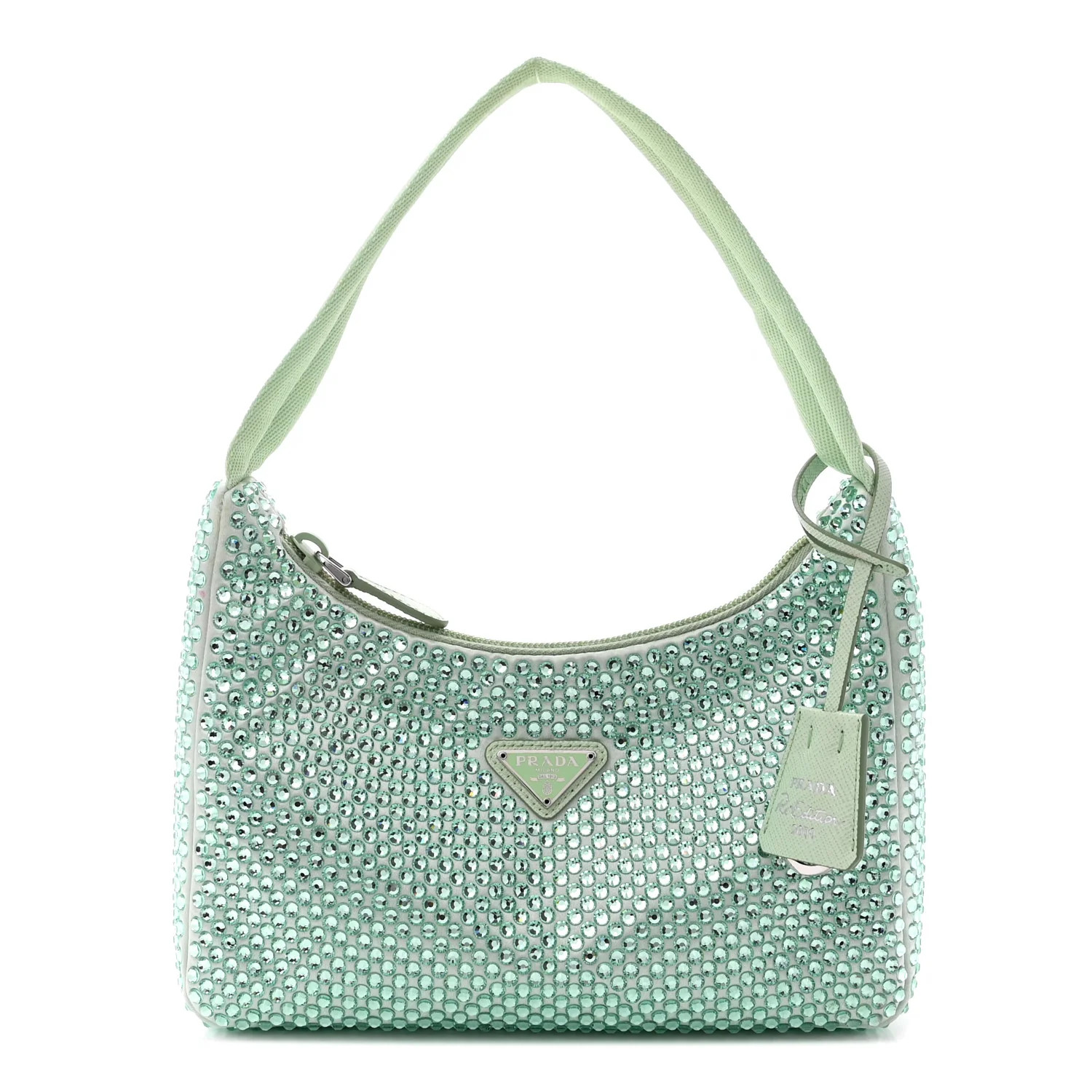 Satin Crystal Mini Re-Edition 2000 Bag Acqua | FASHIONPHILE (US)