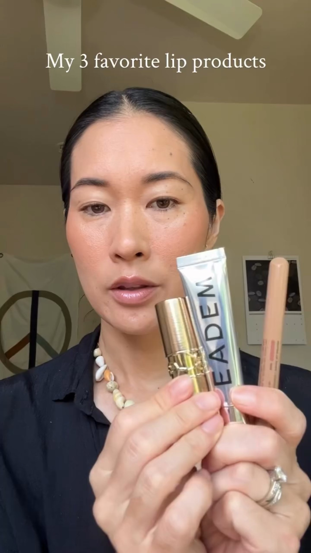 My 3 favorite lip products at the moment.  I love the rhode lip shape since you could also use it all over your lips as a wash of color.  If you already have natural color to your lips you might like the ysl lip shine more, but if you need more color like me then the EADEM one might be better.

Will post the products and colors in the links in my BIO🫶🏼