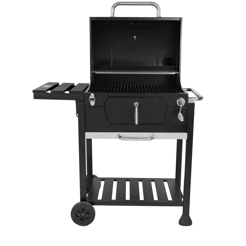 Royal Gourmet 24" Barrel Charcoal Grill with Side Table | Wayfair North America
