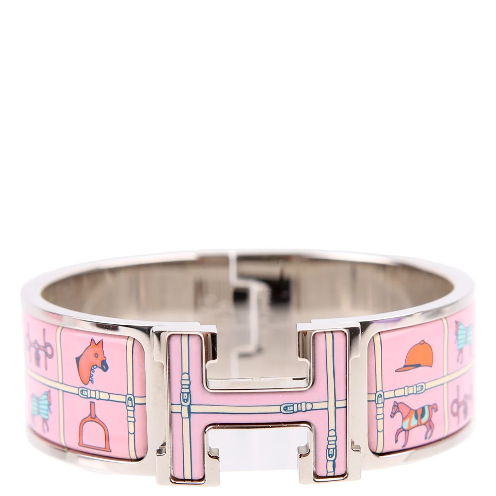 Clic Clac Enamel H Wide GM Bracelet Pink | Keeks Designer Handbags