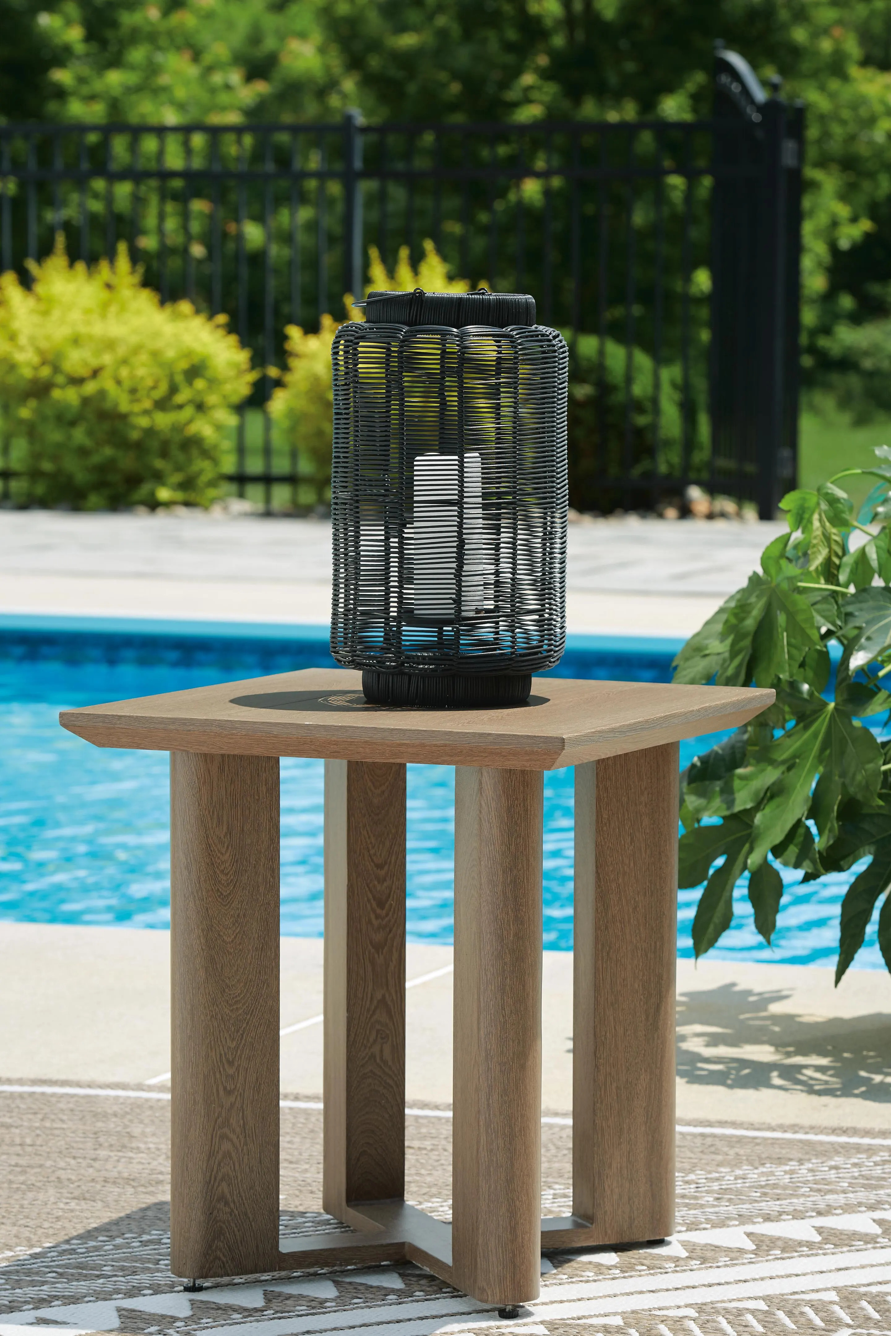 Serene Bay Outdoor End Table, Dark Brown | Ashley
