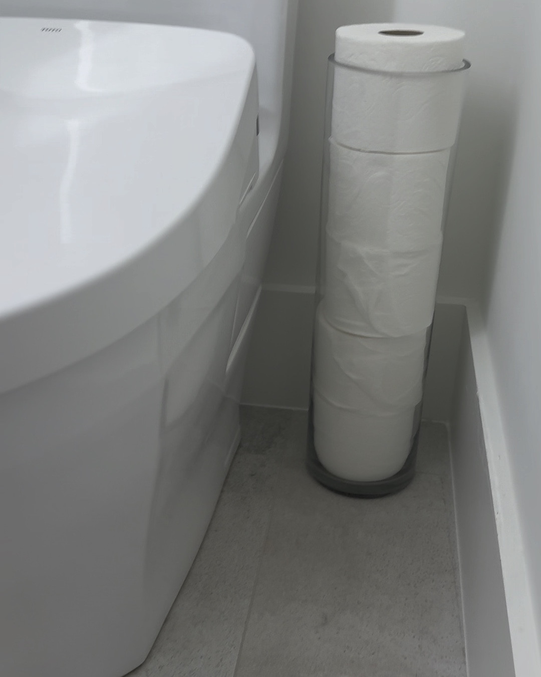 toilet paper hack 
no cabinets in your toilet room? no problem. I have always loved the simplicity of a tall vase beside the toilet to store extra toilet paper. never be caught with one square again. eww  

#LTKHome