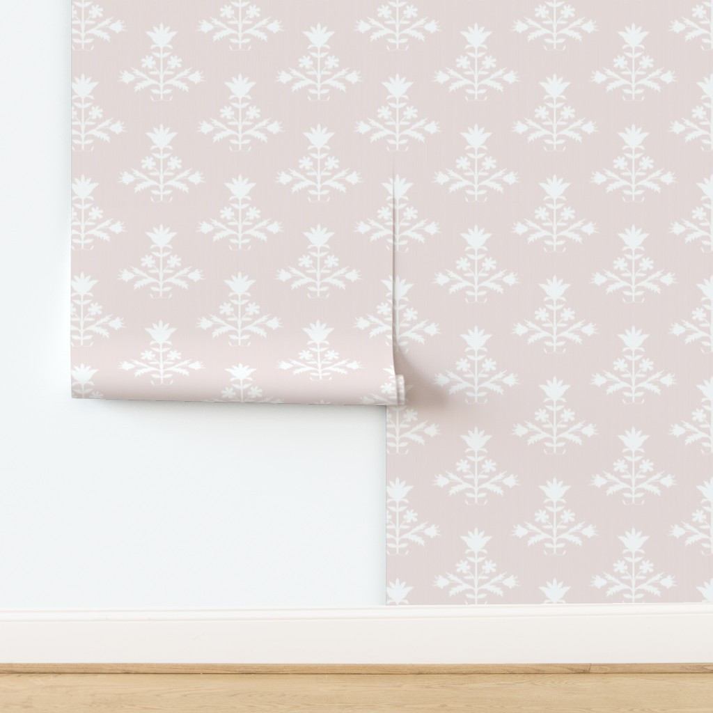 Tulip Indienne Blush White Wallpaper | Spoonflower | Spoonflower