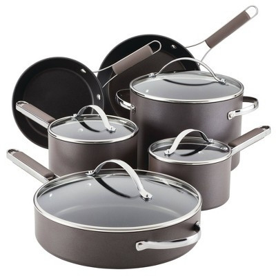 Ayesha Curry Professional Hard Anodized 10pc Set Charcoal: Nonstick Cookware, Oven-Safe, Hand Wash, Gas & Electric Compatible | Target