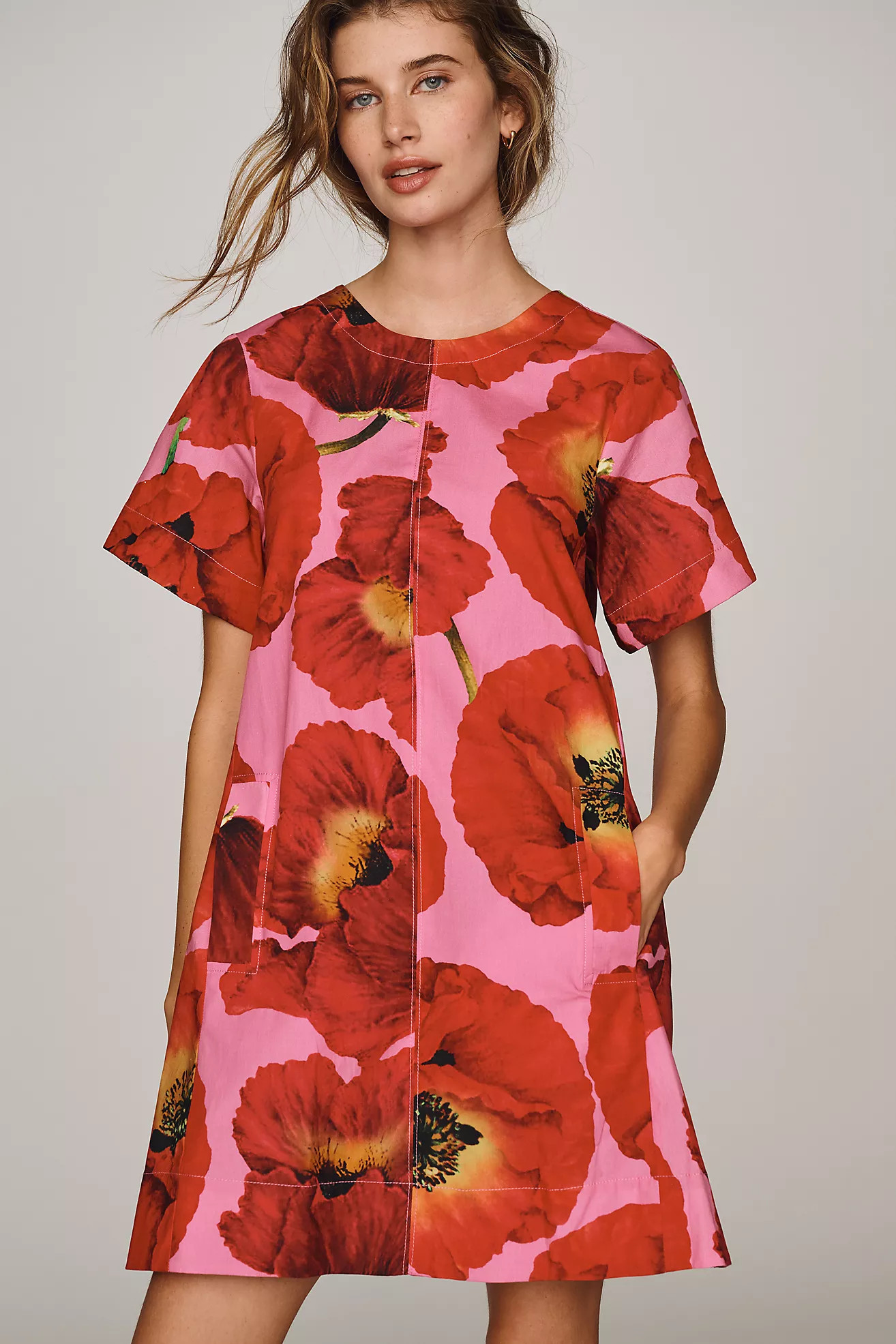 Emmy Short-Sleeve Swing Mini Dress by Maeve | Anthropologie (US)