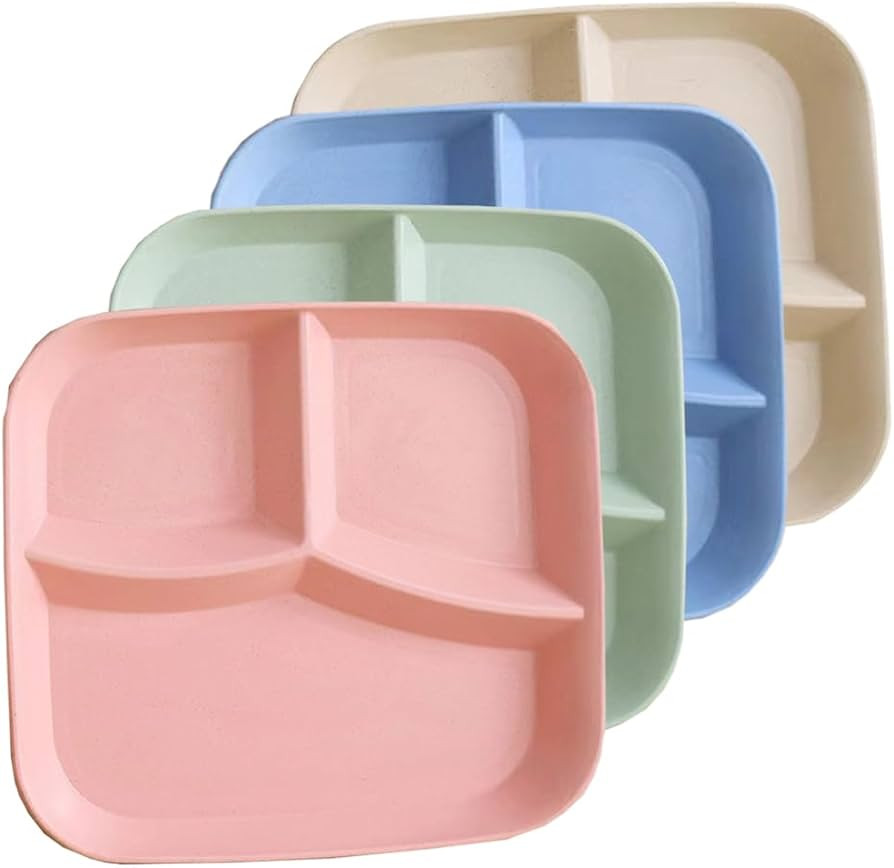 10 Inch Portion Control Divided Plates for Healthy Eating, 4PCS Unbreakable Wheat Straw Dinner Pl... | Amazon (US)