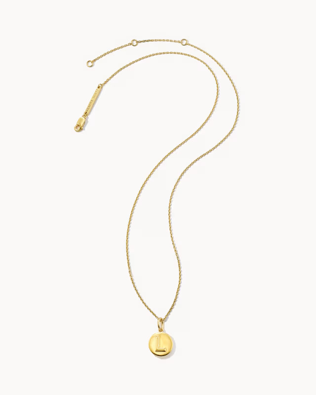 Letter L Coin Pendant Necklace in 18k Gold Vermeil | Kendra Scott