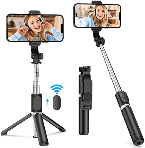 JiaSiFu Portable Selfie Stick, Handheld Tripod with Detachable Wireless Remote and Mini Tripod Stand | Amazon (US)