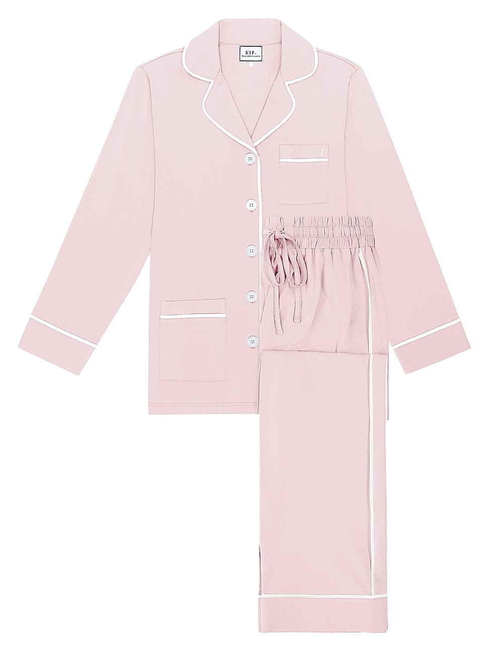Women's Monogrammed Luxe Stretch Cotton 2-Piece Pajama Set - Initial J - Size Small | Saks Fifth Avenue