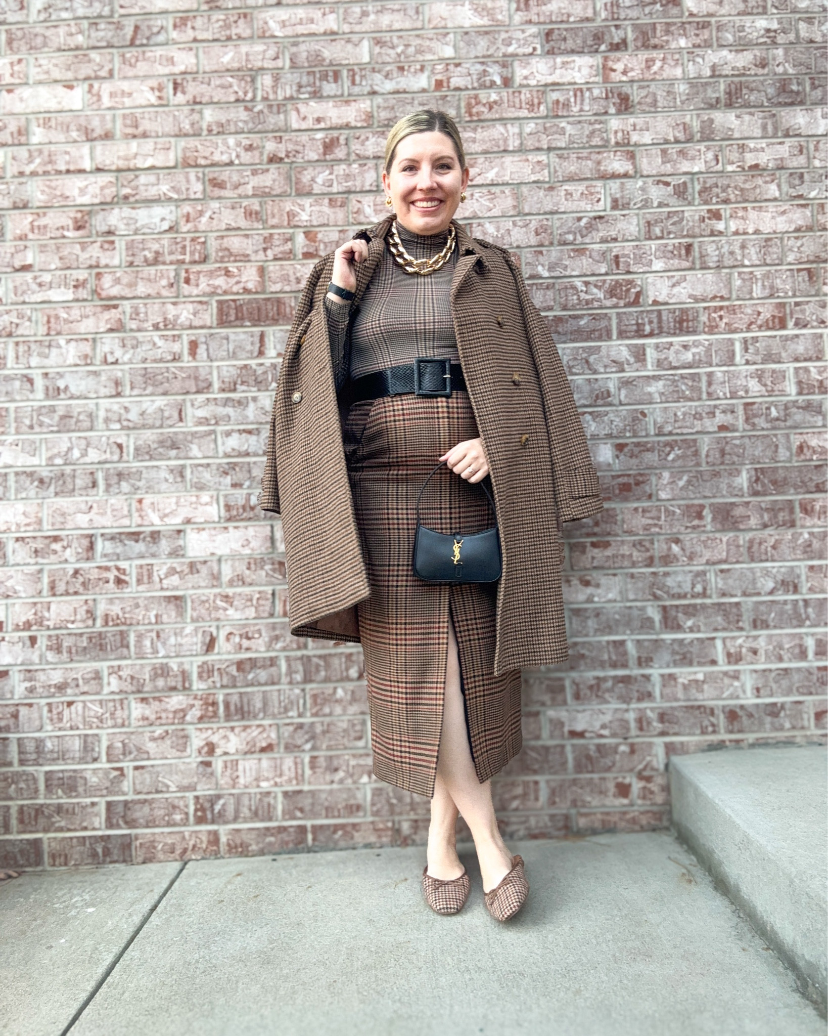 Off the Wall(paper) - Look 3
A curated style series

When I walked past my husband in this outfit on the way out the door he said “I like your Sherlock Holmes outfit.” Yep. 

Off The Wall(paper) is a celebration of one of my favorite styling hacks: MATCH EVERYTHING. I get outsized amounts of joy from a couple of funny things: 1. Lining things up (yes, literally) and 2. Finding things that match and then LINING THEM UP. This is that desire embodied in a capsule series. 

Top & Skirt - Veronica Beard @Veronica Beard 
Coat - Suncoo 
Bag - YSL 
Belt - Carolina Herrera 
Earrings - House of Harlow
Bracelet - Lilly Pulitzer
Watch - Tory Burch
Necklace - Dillards
Shoes - J. Crew Factory

#LTKSeasonal #LTKstyletip #LTKworkwear