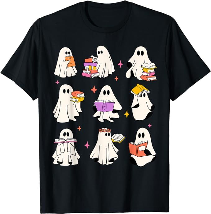 Retro Teacher Halloween Ghost Read More Books Teacher T-Shirt | Amazon (US)