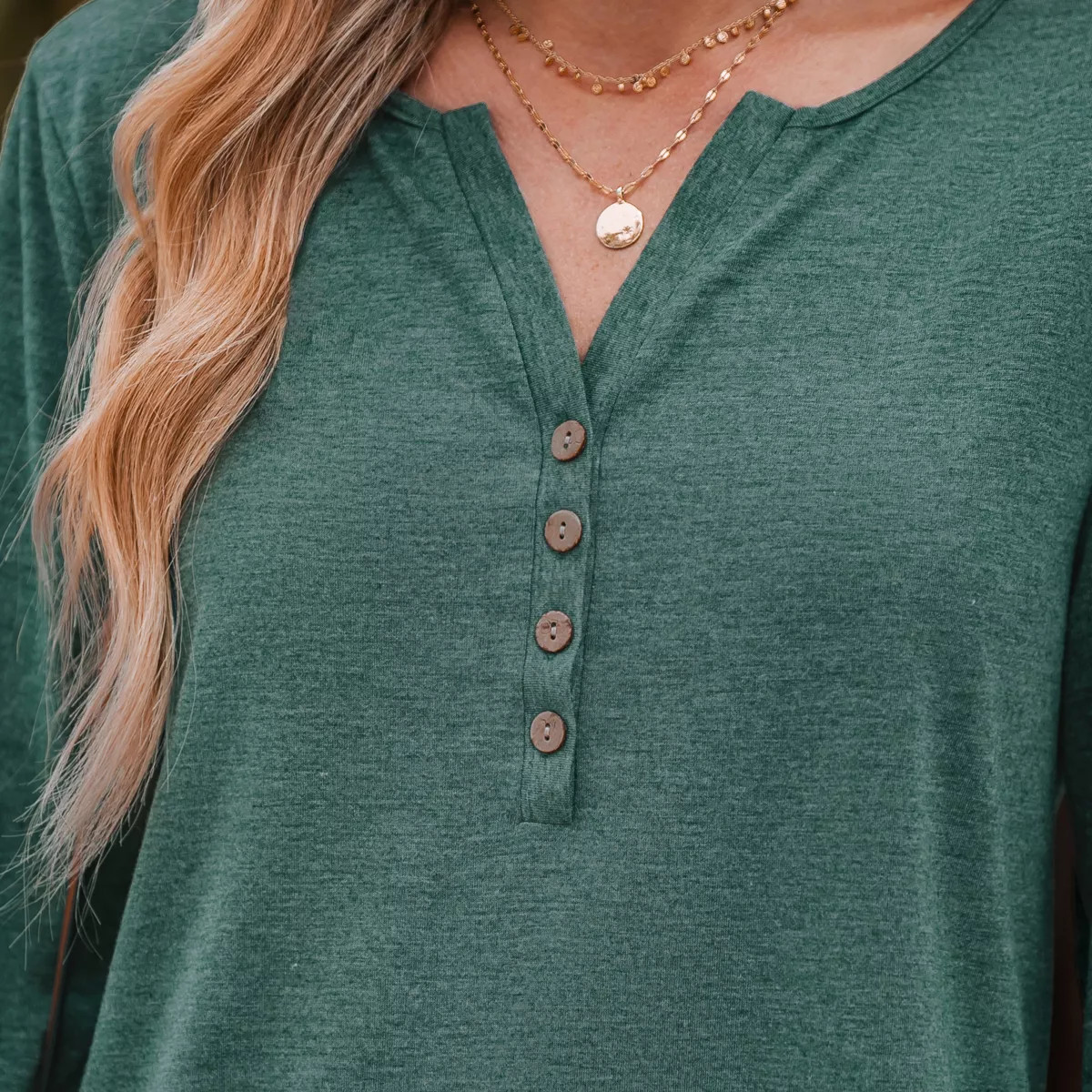 Women's Slub Knit Long Sleeve Henley Tee - Cupshe | Target