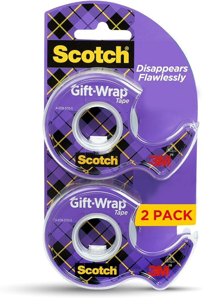 Scotch Gift Wrap Tape, Invisible, 3/4 in. x 600 in., 2 Tape Rolls with Dispensers | Amazon (US)