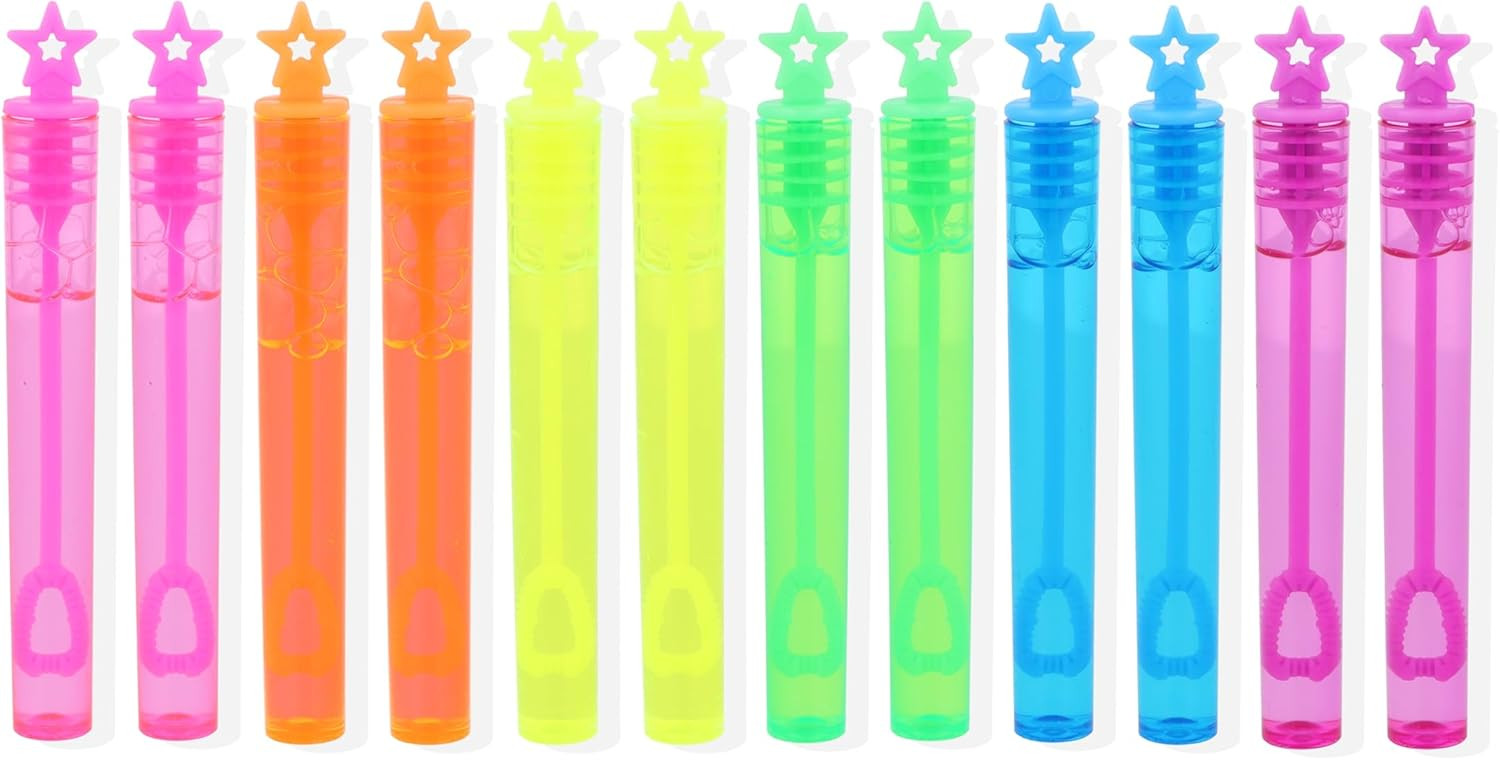 Henbrandt 12 x Neon Star Party Bubble Tubes with Wand Children's 4ml Bubbles Loot Bag Fillers Sum... | Amazon (UK)