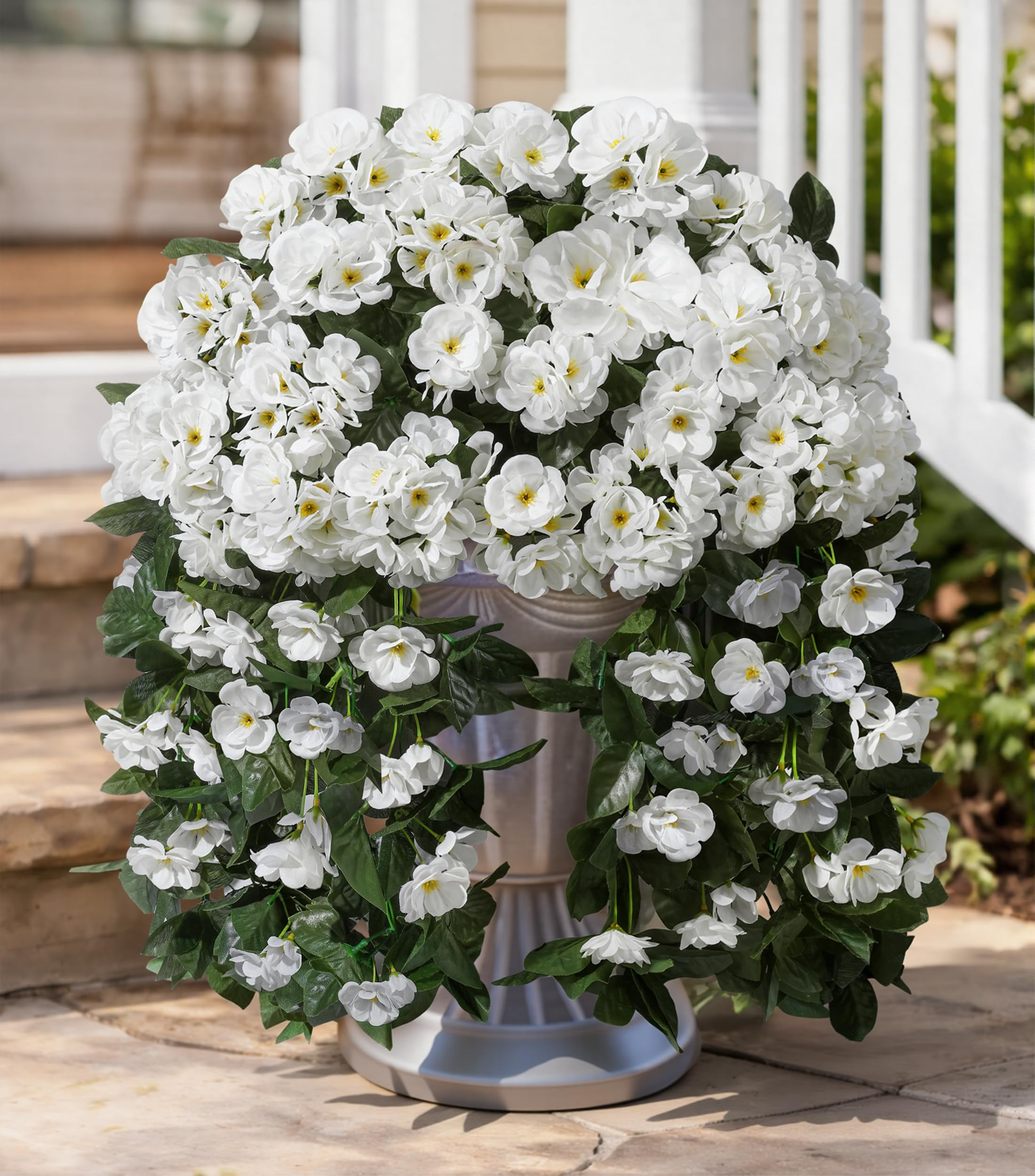 Artificial Fake Hanging Flowers Geraniums for Outdoors Spring Outside Decor, 2 PCS Faux Silk Flow... | Amazon (US)