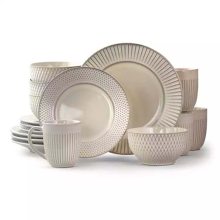 White 16-pc. Embossed Stoneware Dinnerware Set | Kirkland's Home