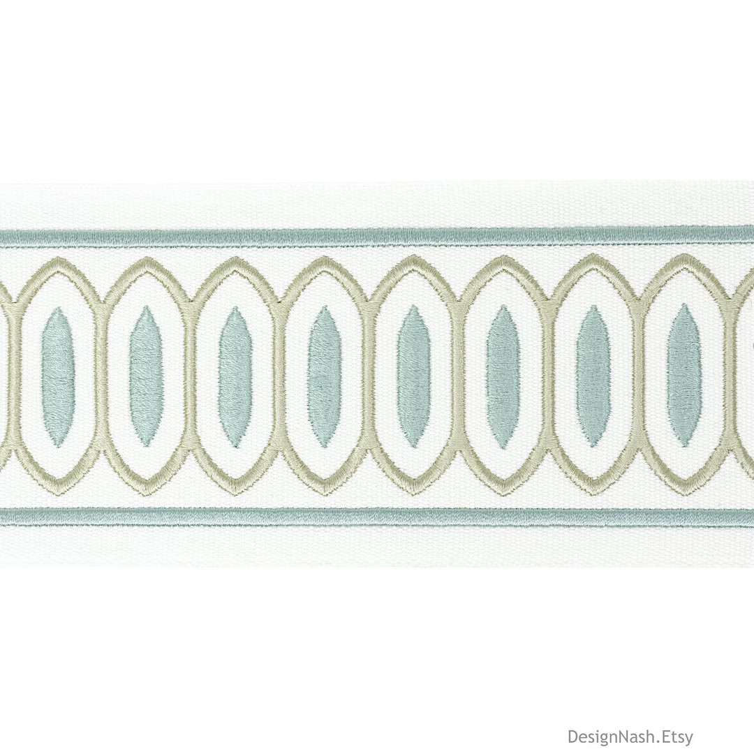 4" Cassandra Embroidered Sea Foam Trim Tape - Etsy | Etsy (US)
