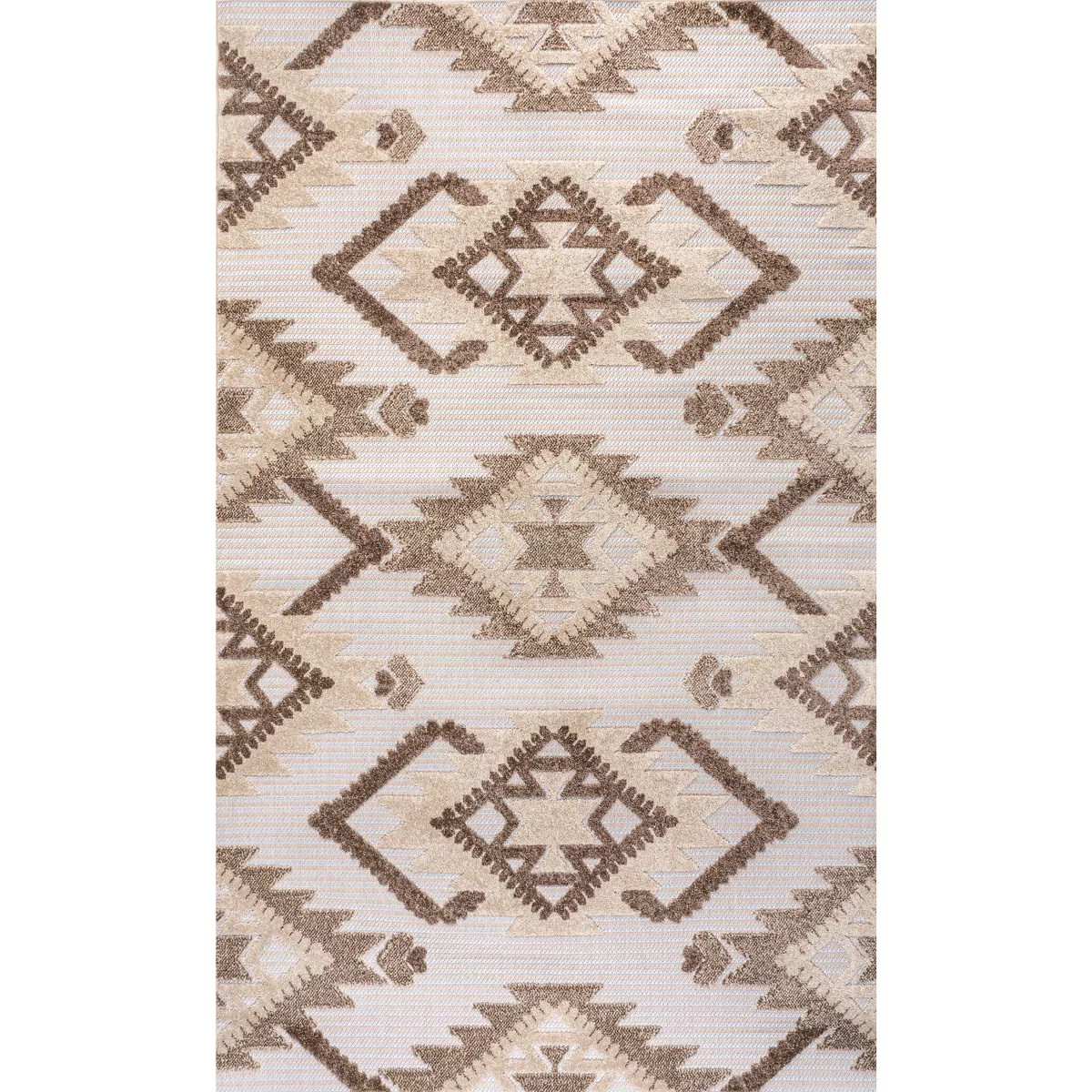 8'x10' Sumak High-Low Pile Neutral Diamond Kilim, Brown/Ivory - JONATHAN Y | Target