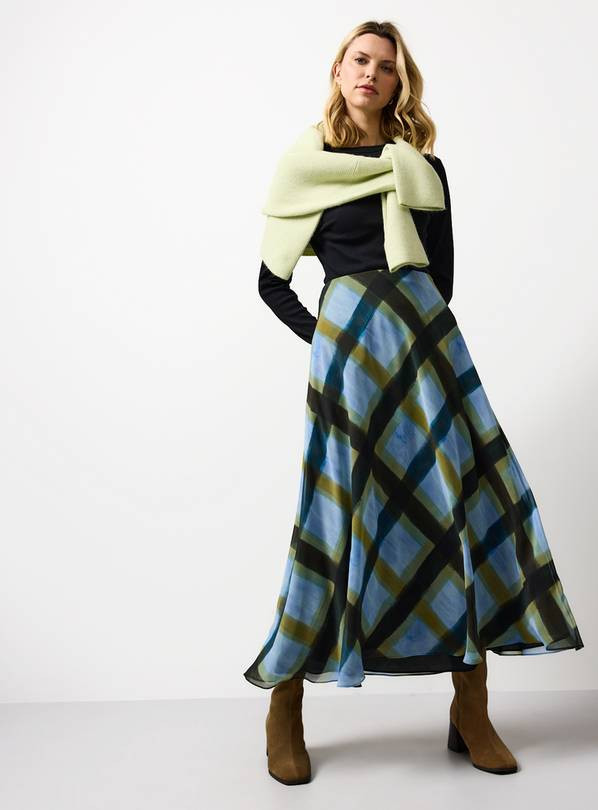 Blue Patterned Midaxi Full Skirt 18 | Tu Clothing