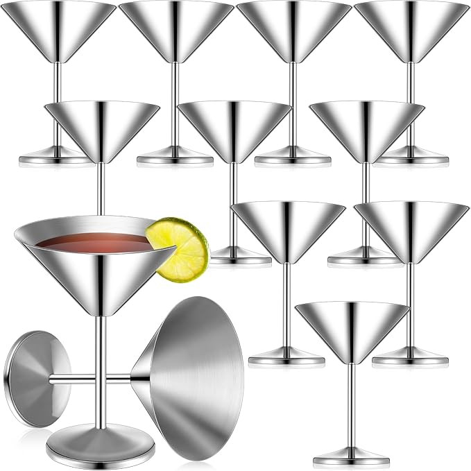 Yinder 12 Pcs Stainless Steel Martini Glasses 8.5oz Shatterproof Metal Cocktail Glasses Reusable ... | Amazon (US)