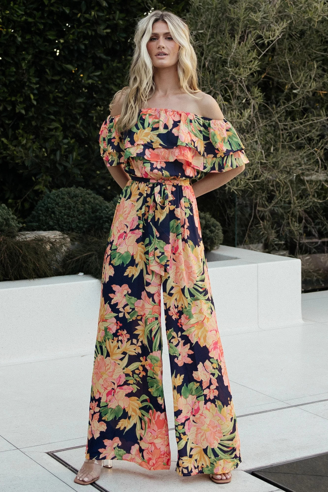 Capistrano Ruffle Jumpsuit | Navy Floral | Baltic Born