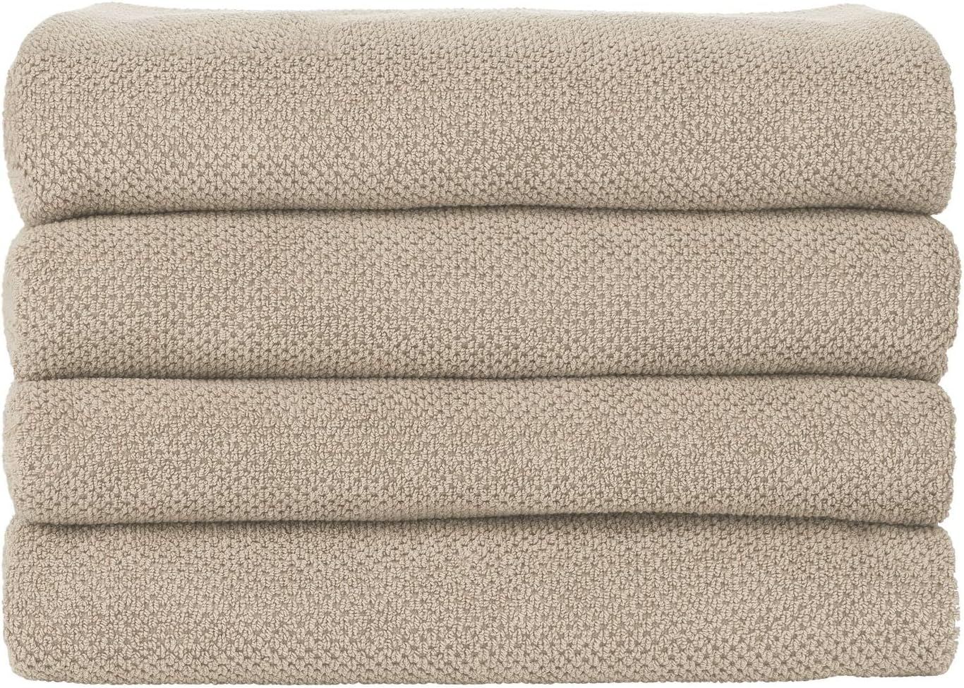 Nate Home by Nate Berkus 100% Cotton Textured Rice Weave Bath Towel Set of 4 - Soft and Absorbent... | Amazon (US)
