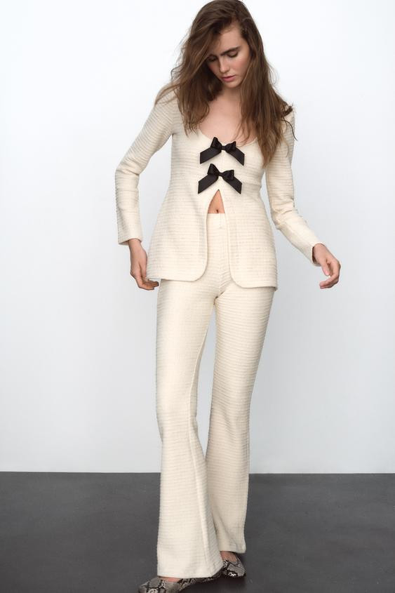 TEXTURED FLARED PANTS | Zara US