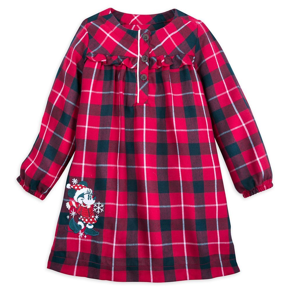 Minnie Mouse Holiday Plaid Flannel Nightshirt for Girls – Personalized | Disney Store