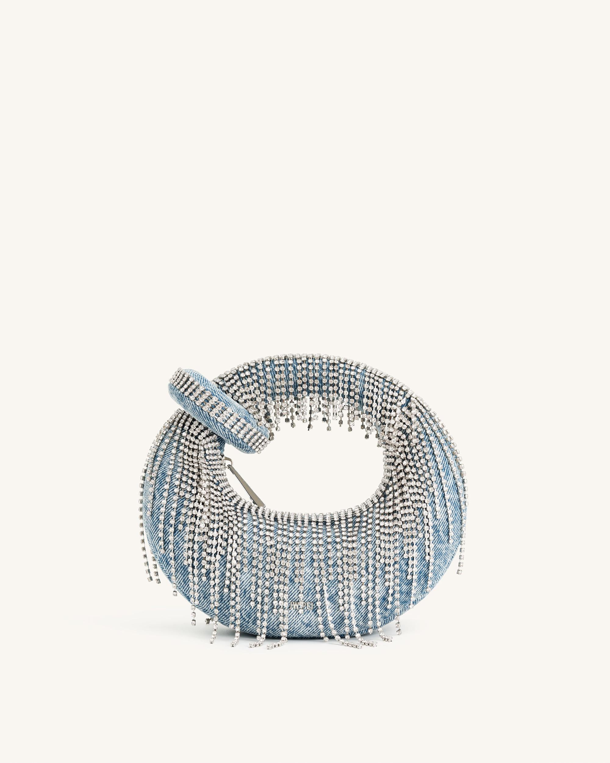 JW PEI Abacus Denim Artificial Crystal Mini Top Handle Bag - Blue - Abacus Denim Artificial Crystal Mini Top Handle Bag - Blue | Shop.app