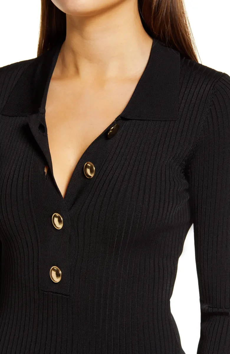 Good American Long Sleeve Polo Midi Dress | Nordstrom | Nordstrom