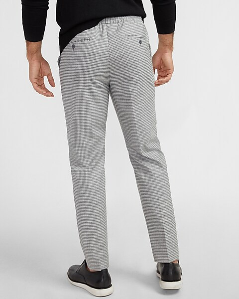 Slim Gray Houndstooth Flannel Drawstring Suit Pant | Express