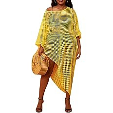 Jashlife Women Plus Size Swimsuit Cover Up - Bathing Suit Bikini Crochet Swim Cover Up Plus Size ... | Amazon (US)