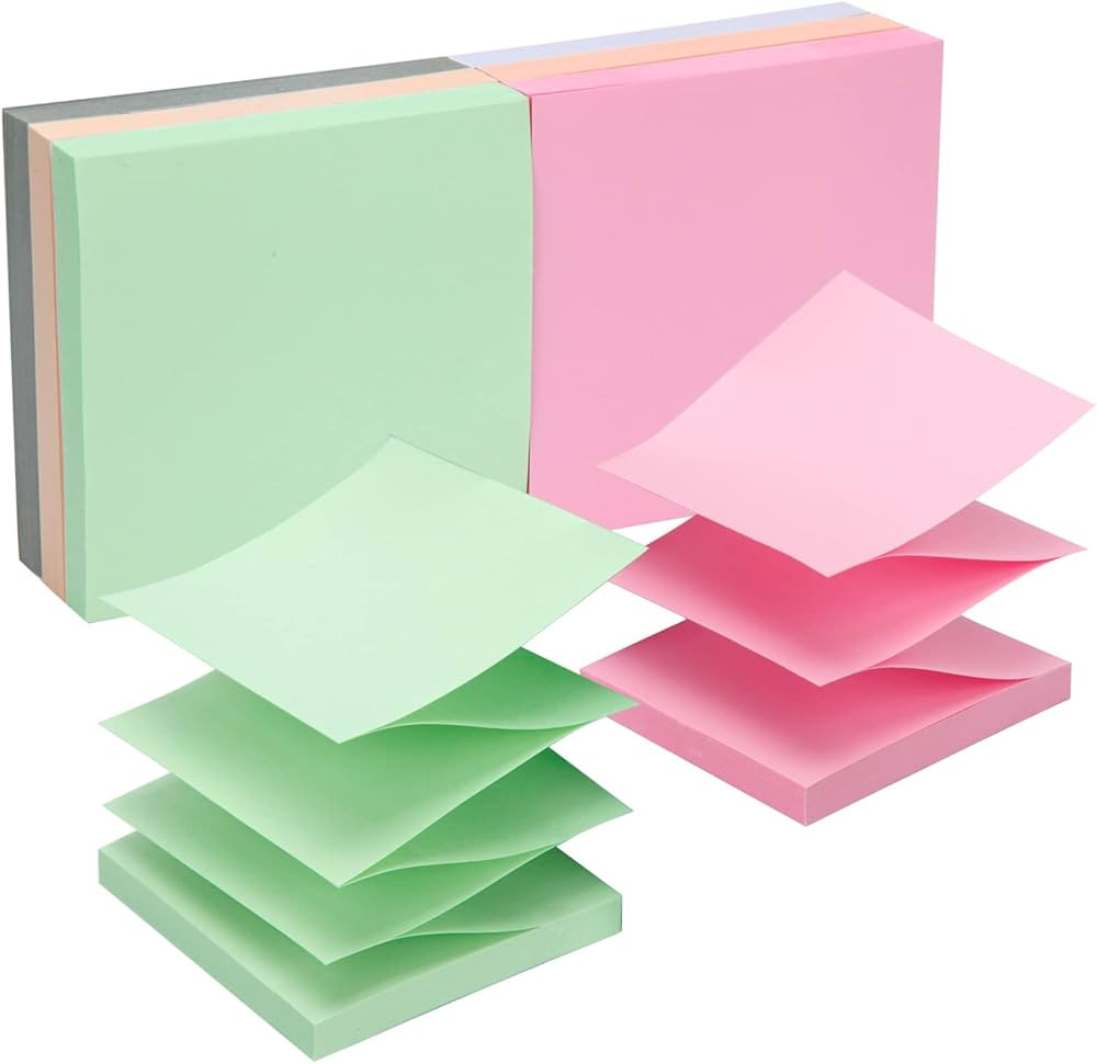 6Pads Pastel Pop Up Sticky Notes 3x3 inch Refills, Easy to Post Sticky Notes, Accordion Sticky No... | Amazon (US)