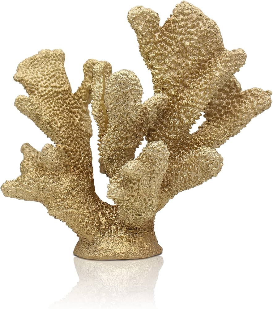 ALIWINER Gold Coral Decor Coral Reef,Faux Artificial Coral Decor Resin Coral Statue, Nautical Decor  | Amazon (US)