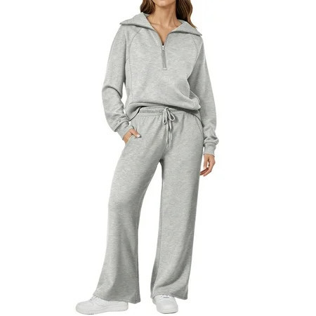 UVN Outfit Sets for Women 2 Piece Sets Winter Casual Tracksuit Long Sleeve Lounge Set Outfits with Pockets | Walmart (US)