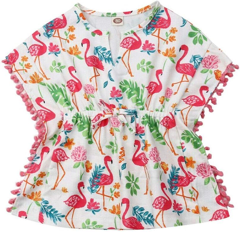 KMBANGI Toddler Baby Girls Cotton Linen Beach Dress Swimsuit Cover-up with Pompom Tassel Poncho ... | Amazon (US)