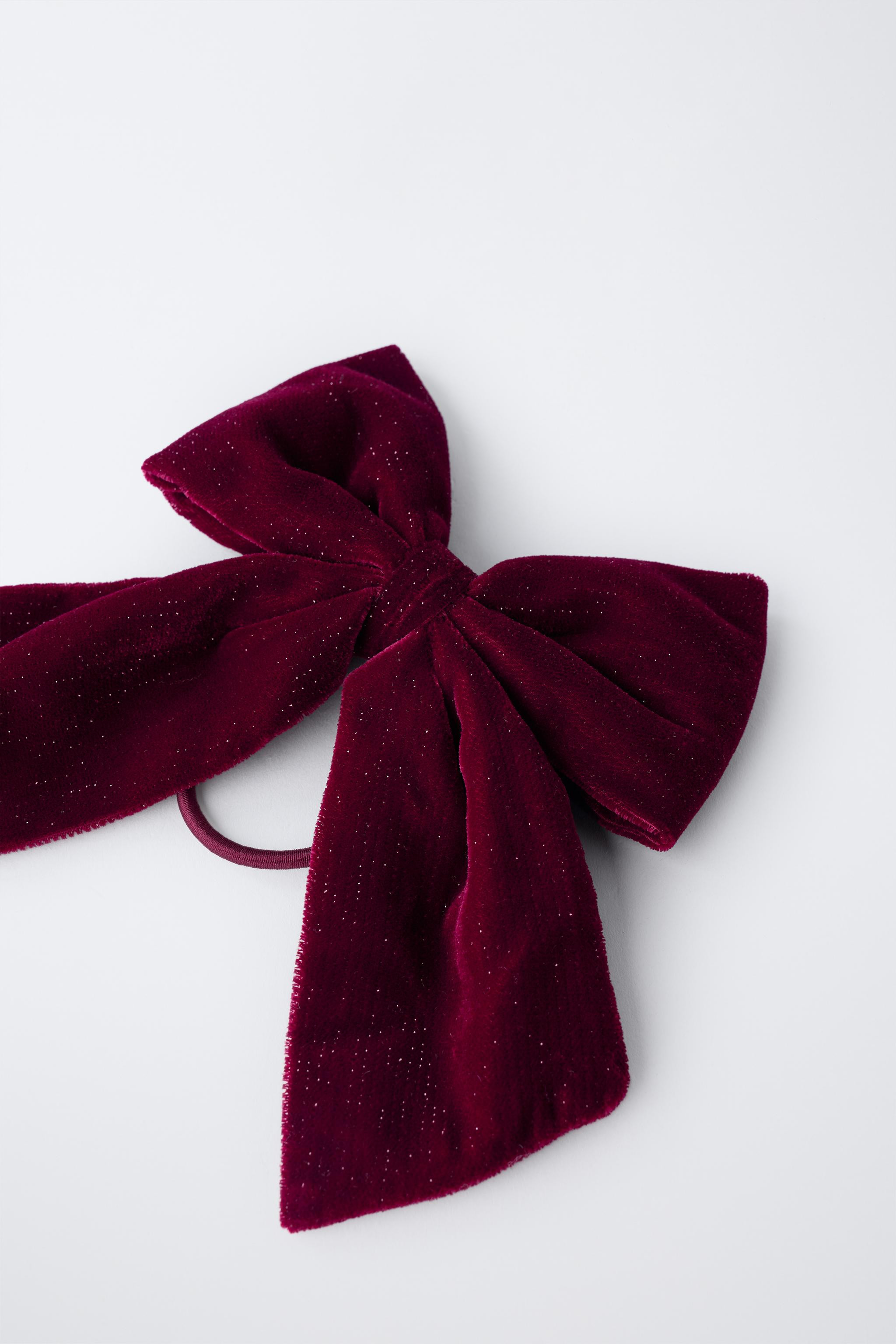 SPARKLY VELVET BOW HAIR TIE | Zara Canada