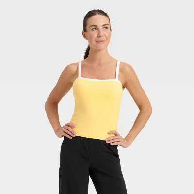Women's Everyday Soft Piped Cami Tank Top - All In Motion™ Yellow XS | Target