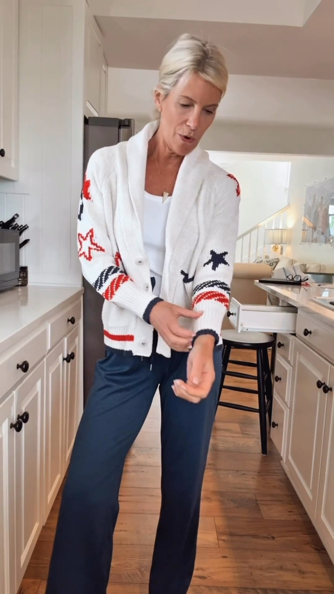 This patriotic shawl collar cardigan is such a fun layer for celebrating America’s 250th birthday! 🇺🇸 It’s cozy without feeling bulky and looks so cute over a simple tank and your favorite jeans. Perfect for backyard barbecues, fireworks, parades, and cool summer evenings.

💡 LTK MADE EASY
❤️ Heart = Support my posts
🔖 Save = Get sale & restock alerts
📋 Lists = Keep favorites organized
📲 Share = Send to yourself for later
💬 Comment = Ask me anything

#LTKootd #LTKSeasonal #LTKOver40