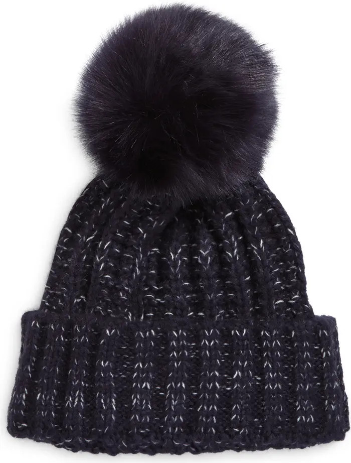Kyi Kyi Chunky Wool Blend Beanie with Faux Fur Pom | Nordstrom | Nordstrom