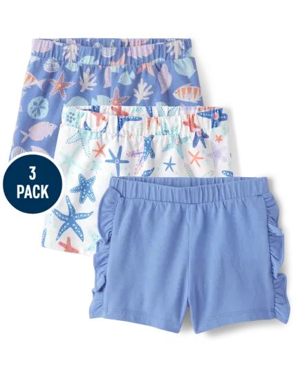 Toddler Girls Starfish Pull On Shorts 3-Pack - angelite blue | The Children's Place