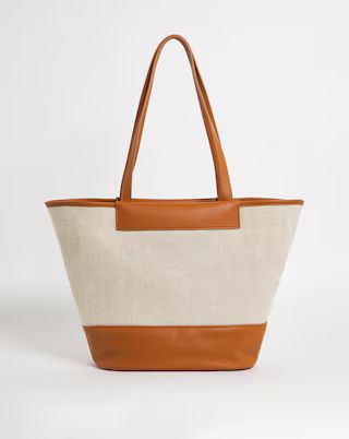 Canvas & PU Mix Tote Bag | Simply Be (UK)