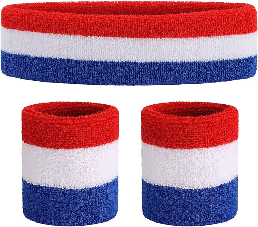 ONUPGO Sweatband Set Sports Headband Wristband Set Sweatbands Terry Cloth Wristband Wrist Sweatba... | Amazon (US)