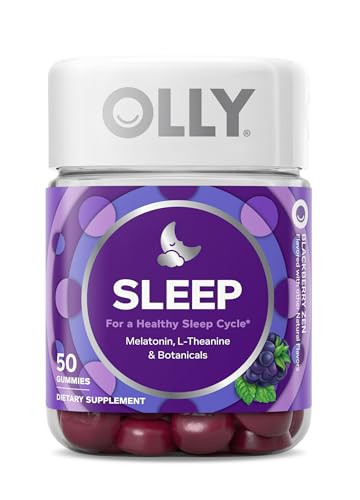 OLLY Sleep Gummy, 3 mg Melatonin, L-Theanine, Chamomile, Lemon Balm, Sleep Aid, Blackberry, 50 Count | Amazon (US)
