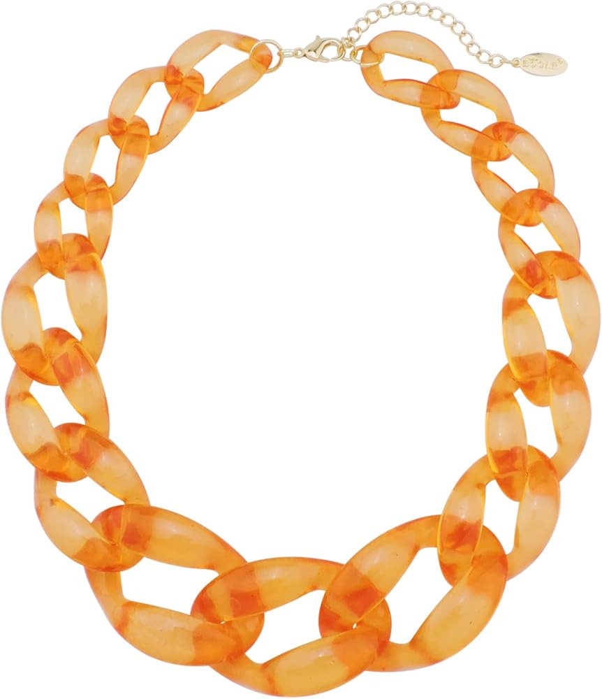 Bocar Statement Chunky Fashion Acrylic Beads Choker Cube Link Chain Necklace for Women Gifts | Amazon (US)